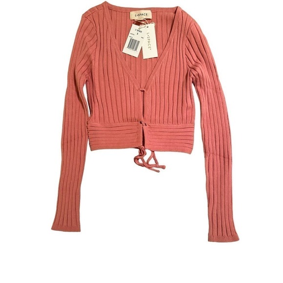 L*Space Lucky Lace Up Sweater Top in Rose - Picture 1 of 6